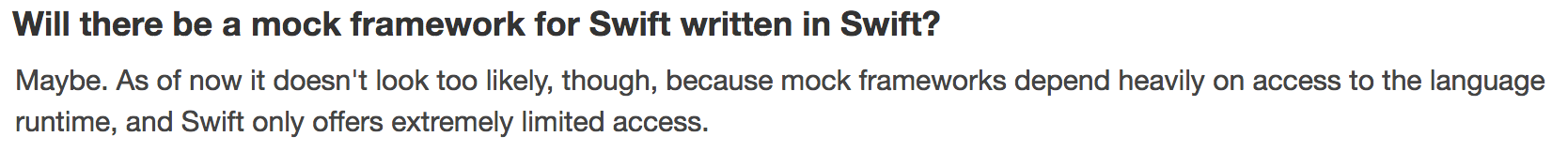 No mocking frameworks for Swift